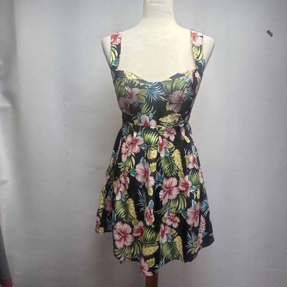 Pure Hype Dress Womens Smallโ Black Floral Sleeveless . Summer Dress.